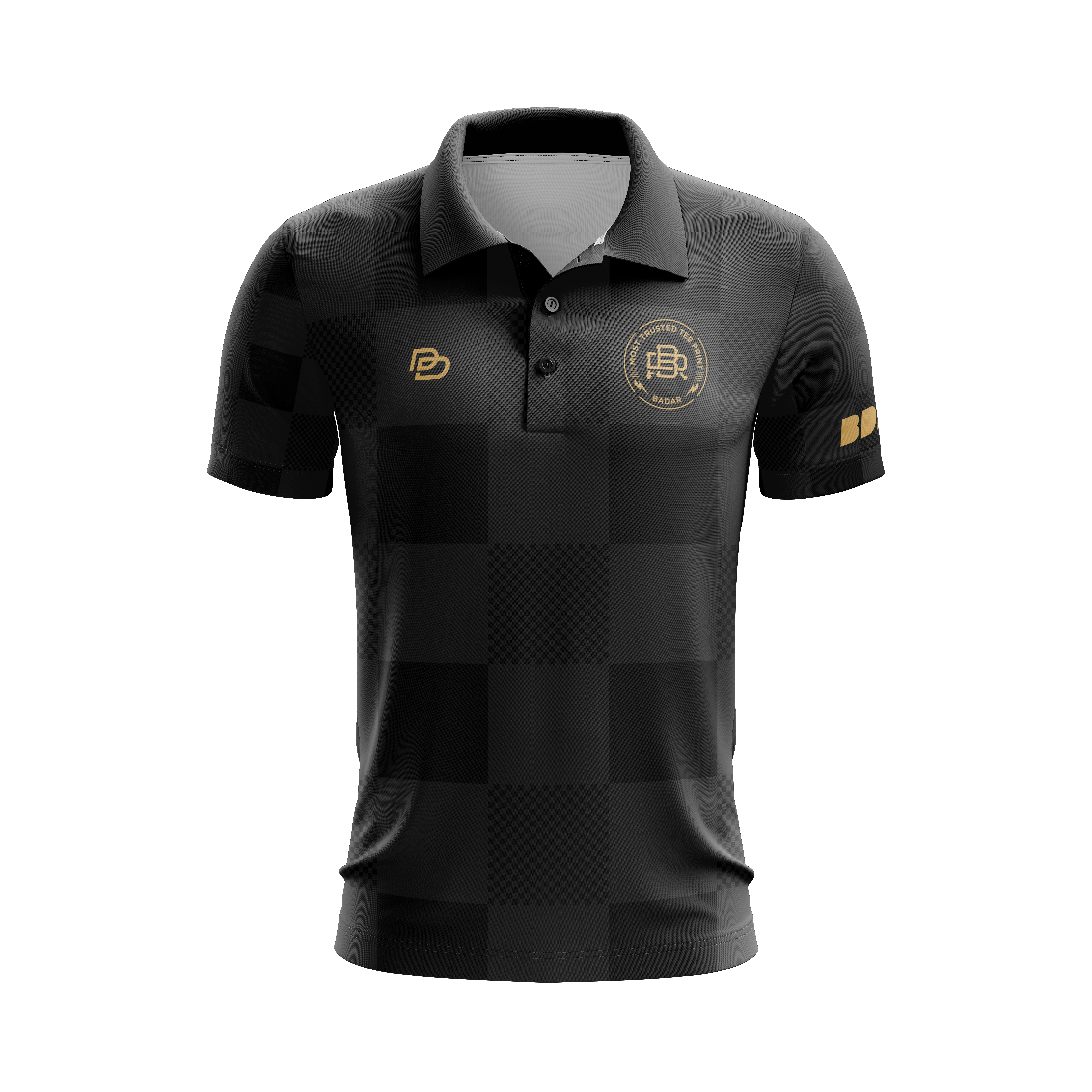 POLO-CHECKERED-BLACK-GOLD